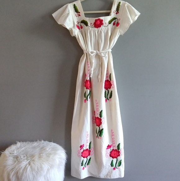 SOLD Vintage Handmade Embroidered Maxi Dress - Picture 2 of 8
